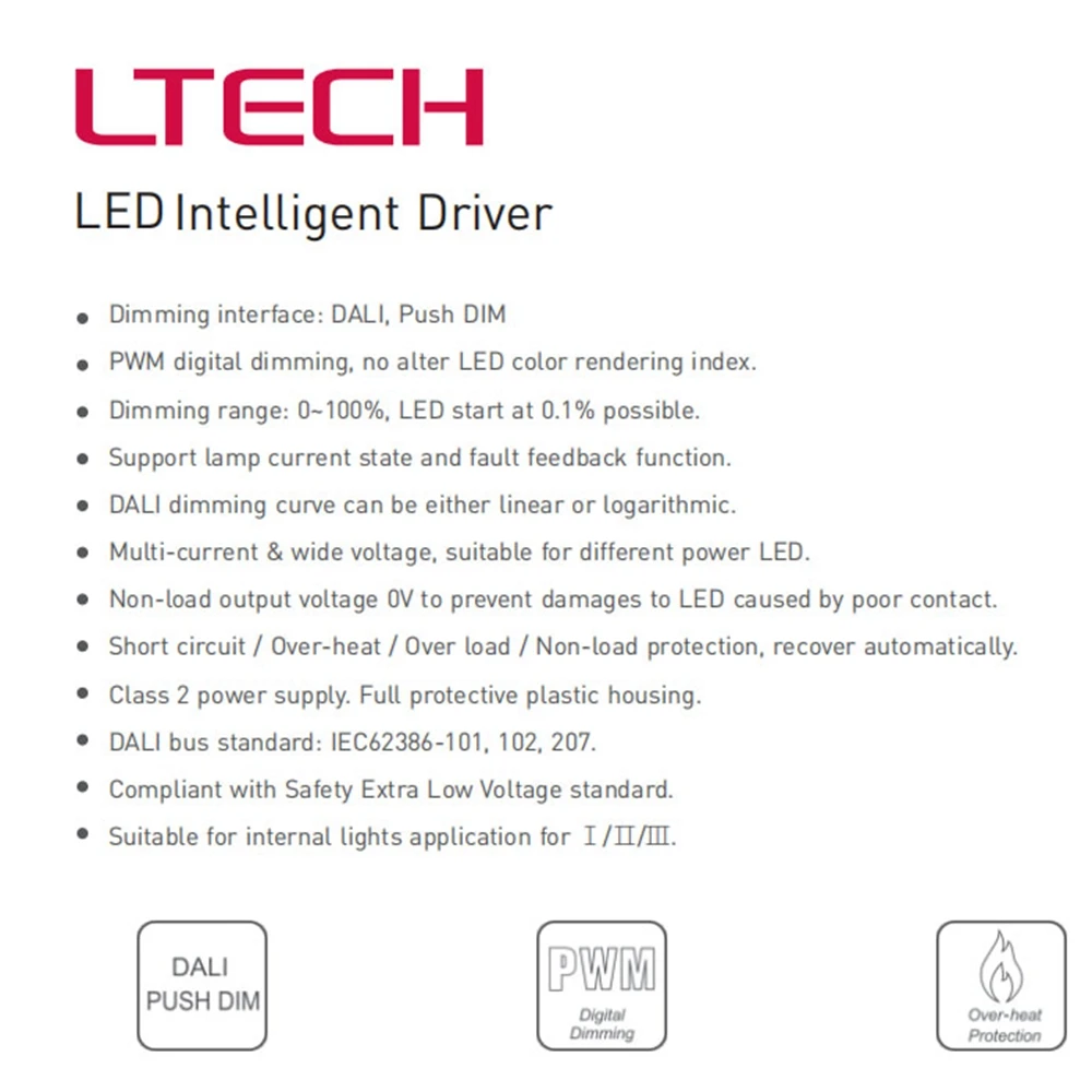 Ltech постоянный ток DALI Диммируемый драйвер светодиодов 220-240Vac вход 150-900mA/1 5-25 Вт