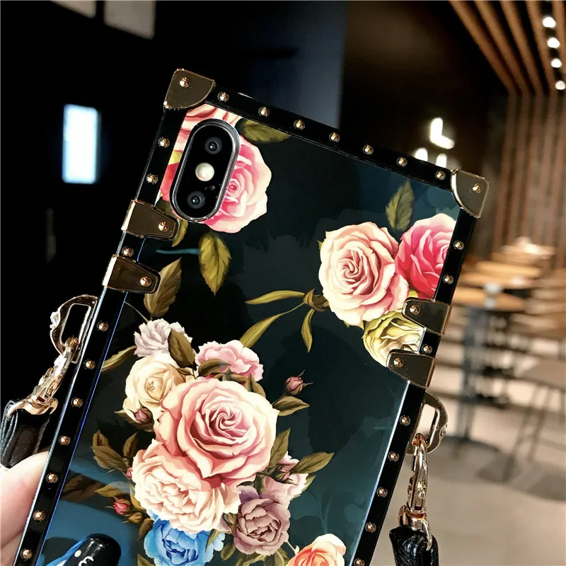 DISCASE роскошный квадратный Золотой угловой чехол для телефона iphone XS XR MAX X 6 6s 8 7plus Blu