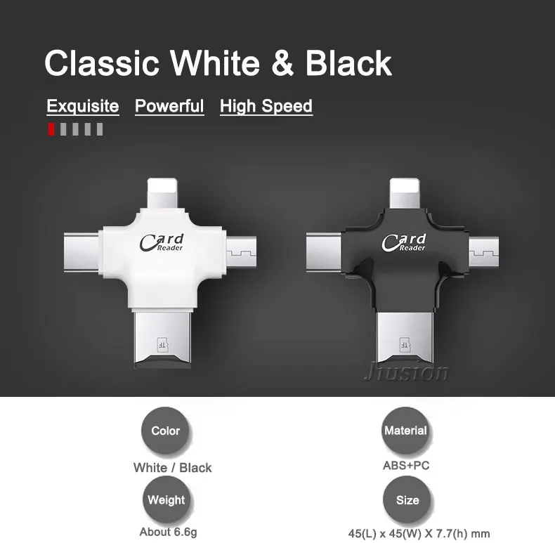 4 в 1 кард-ридер для type-c/Lightning/Micro USB/USB2.0 памяти Micro SD ридер Android iPad/iPhone 7 Plus 6S 5S OTG конвертер
