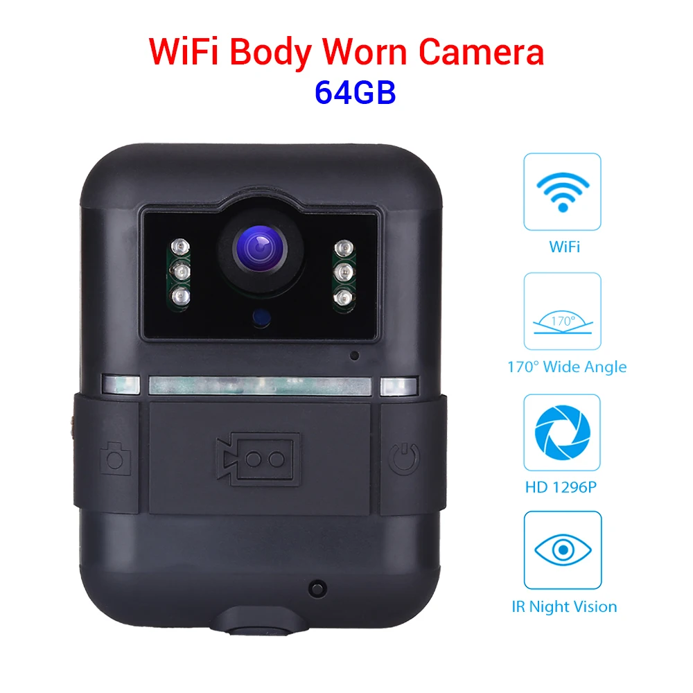 Boblov Wi-Fi камера для тела 32GB WN11 1296P Novatek 96658 Ultra HD полицейская с поворотом на 360