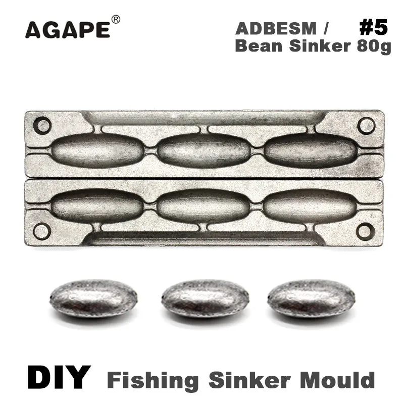 Agape DIY рыболовные бобы грузила форма ADBESM/#5 80 г 3 полости | Спорт и развлечения