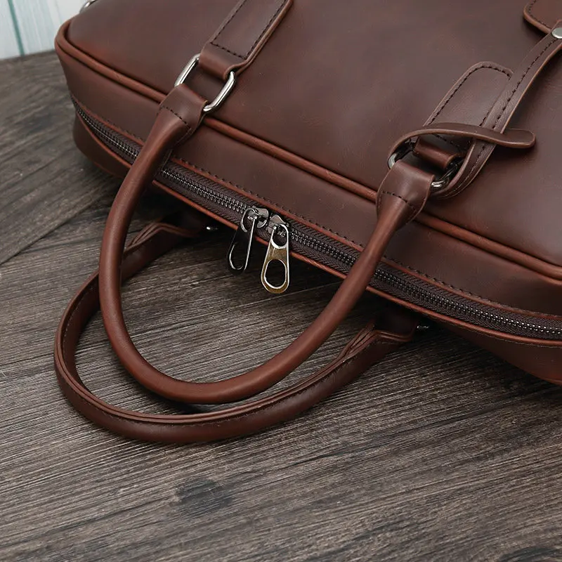 2019 Men Retro Briefcase Business Shoulder Bag Leather Handbag Bags Laptop Messenger Men's Travel | Багаж и сумки