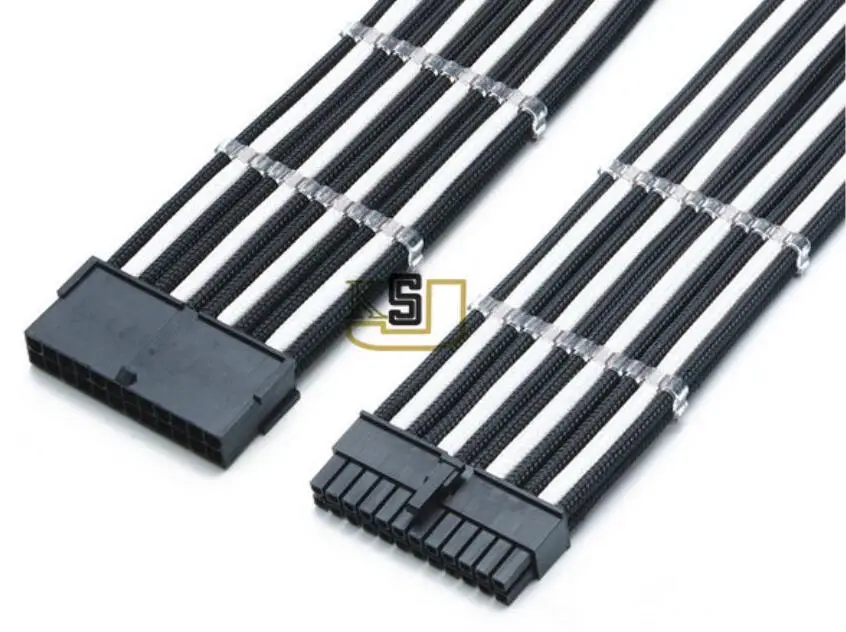 12 &quotвысокое качество 24Pin ATX EPS PSU черный и белый с одним рукавом материнская плата