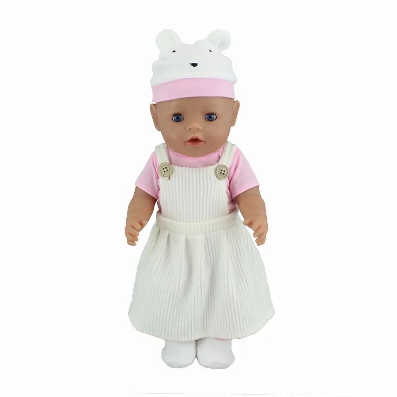 

Cute Leisure Set Clothes+Hat+Shoes Fit For born baby 43cm Doll Clothes Doll Accessories For 17inch Baby Doll