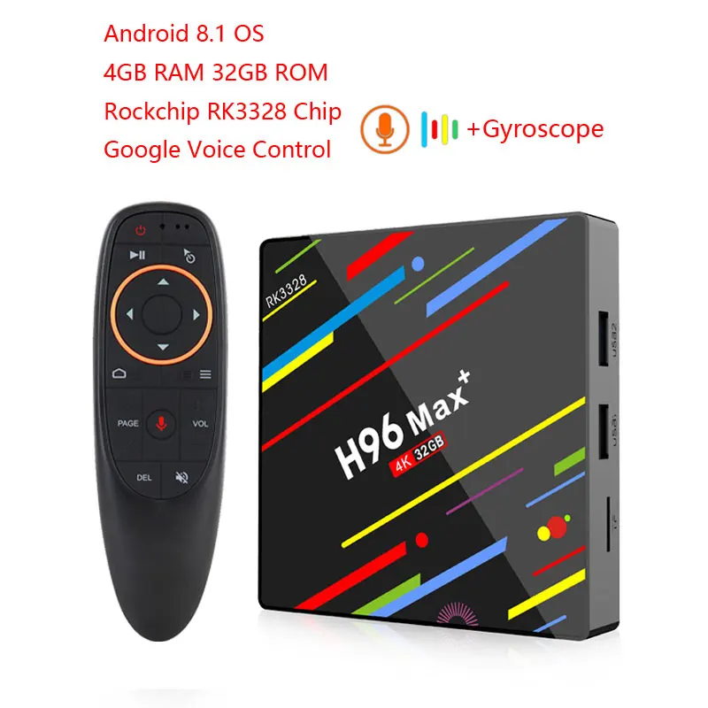 H96max plus Android 8,1 Смарт ТВ приставка Rockchip RK3328 Четырехъядерный 4g/32g 4g/64g 2,4g wifi H.265 VP9 UHD 4 k HD MI 2.0A медиа плей - Цвет: 4GB 32GB TV BOX G10S