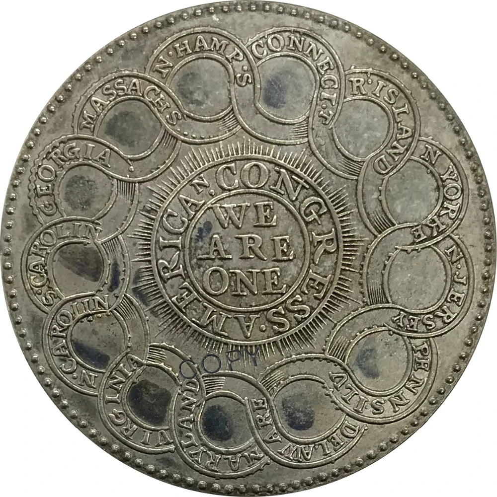 

Копия серебряной монеты из мельхиора, 1776, 1 доллар, США