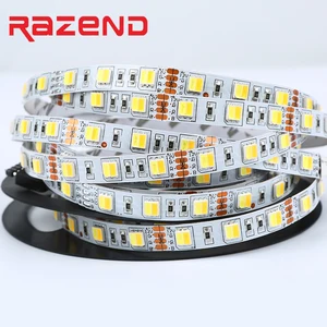 Двойная белая светодиодная лента CCT с цветовой температурой, 5050, 12 В постоянного тока, 5 м, один чип с теплым и холодным белым светом, 60 светодиодовм