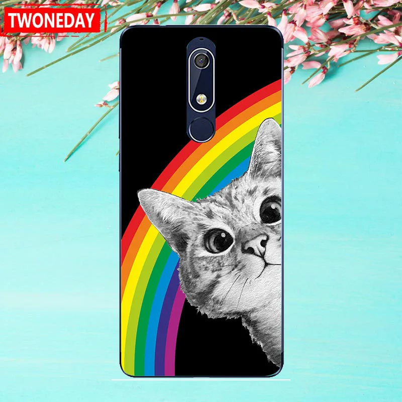 Phone Case For Coque Nokia 5.1 Elephant Painted Back Cover 5.5inch 5 2018 Funda Plastic Shell | Мобильные телефоны и