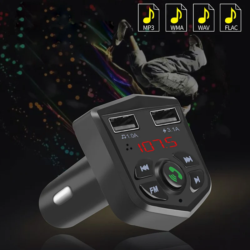 Rovtop Bluetooth 5,0 автомобильный комплект беспроводной fm-передатчик громкой связи 3.1A Быстрая зарядка двойной USB зарядное устройство ЖК TF карта Автомобильный mp3 плеер Z2