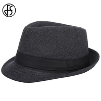fs mens fedoras black panama fashion hat imitate wool male gangster trilby cap casual party wide brim england style jazz hats