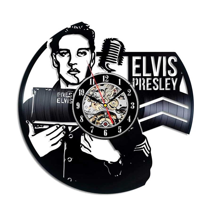 Настенные часы Horloge Murale Saat Elvis Presley дизайнерские виниловые Король рок домашний