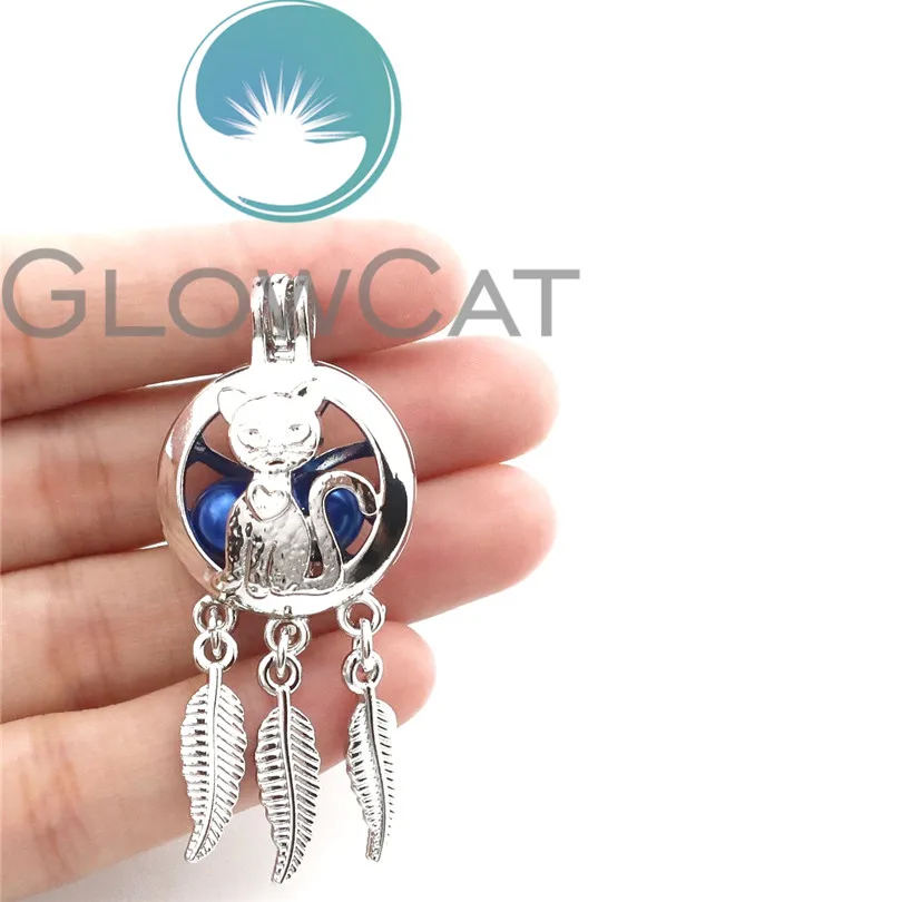 10X K783 Dream Catcher Elegant Cat Beads Cage Locket Pendant Essential Oil Diffuser Stone Pearl Jewelry Making | Украшения и
