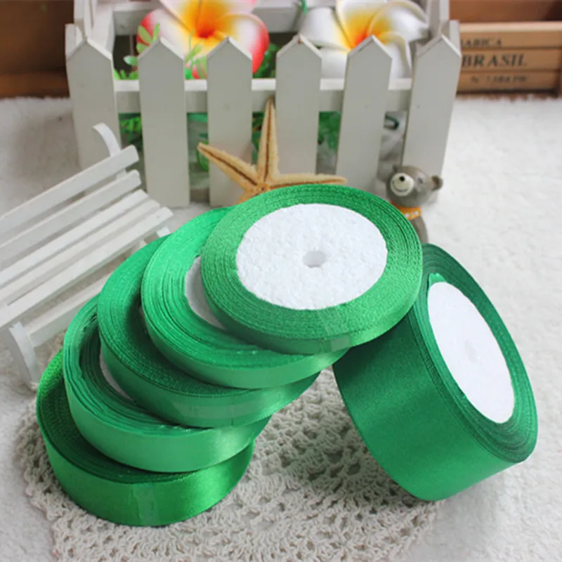 Трав-Зеленая Шелковая сатиновая лента 25 ярдов украшения для свадебной вечеринки