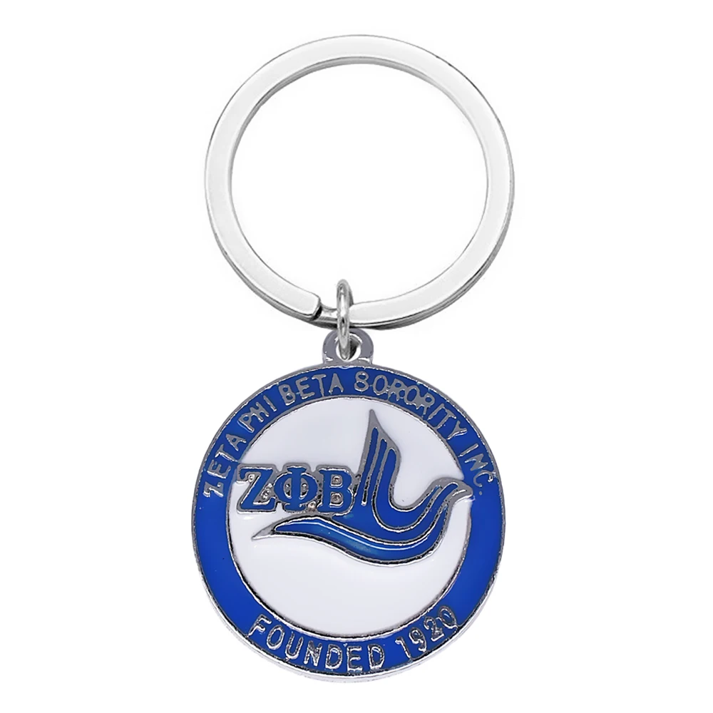 Модный эмалированный круглый металлический греческий брелок ZETA PHI кулон в виде