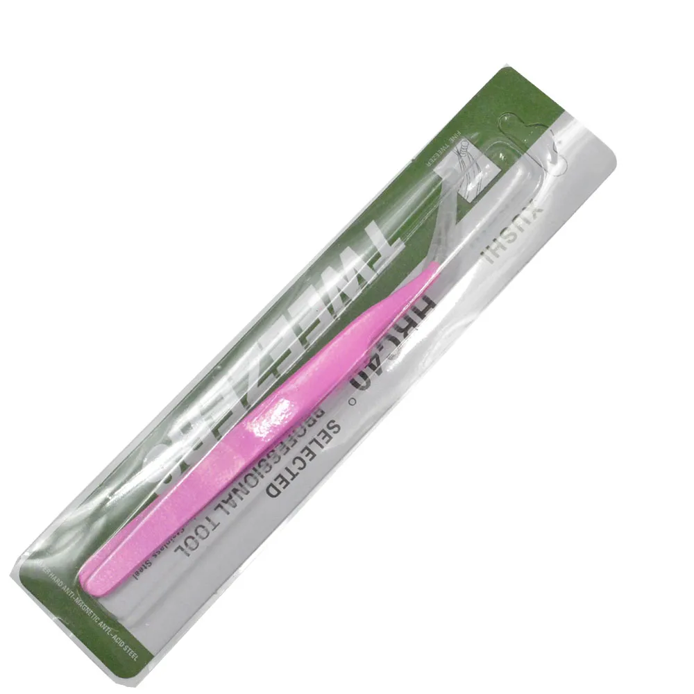 Прямые + изогнутые пинцеты для бровей нейл-арта розовые щипчики пикера стразы