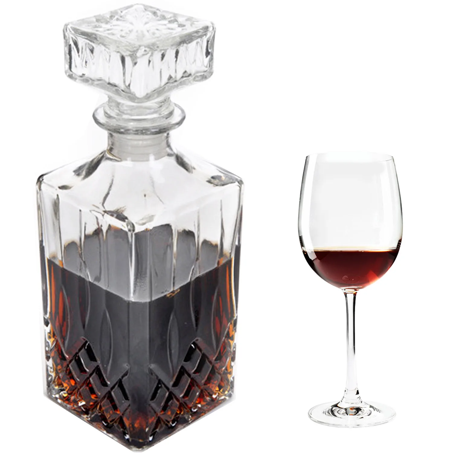 Квадратный стеклянный кувшин для вина пива виски 1000 мл|decanter wine|wine pitcherbeer lids |