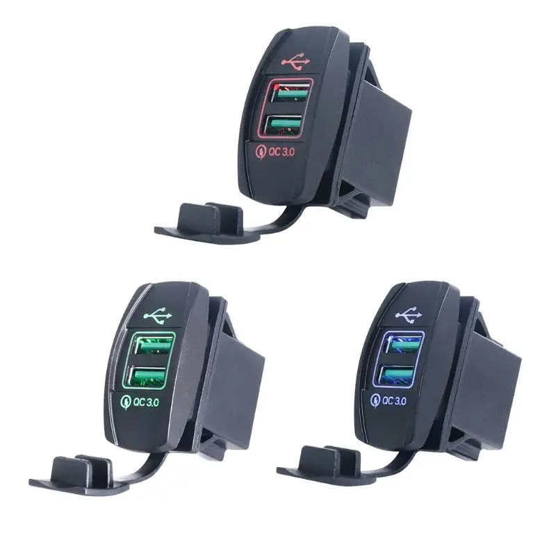 DIY Dual USB Quick Charge 3 0 светодиодный адаптер питания для 12В/24В автомобиля лодки