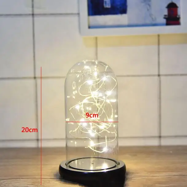 006 DIY Красота и чудовище красная роза в стеклянном куполе на деревянной основе для подарков Святого Валентина светодиодный лампы с розами Рождество - Цвет: 006