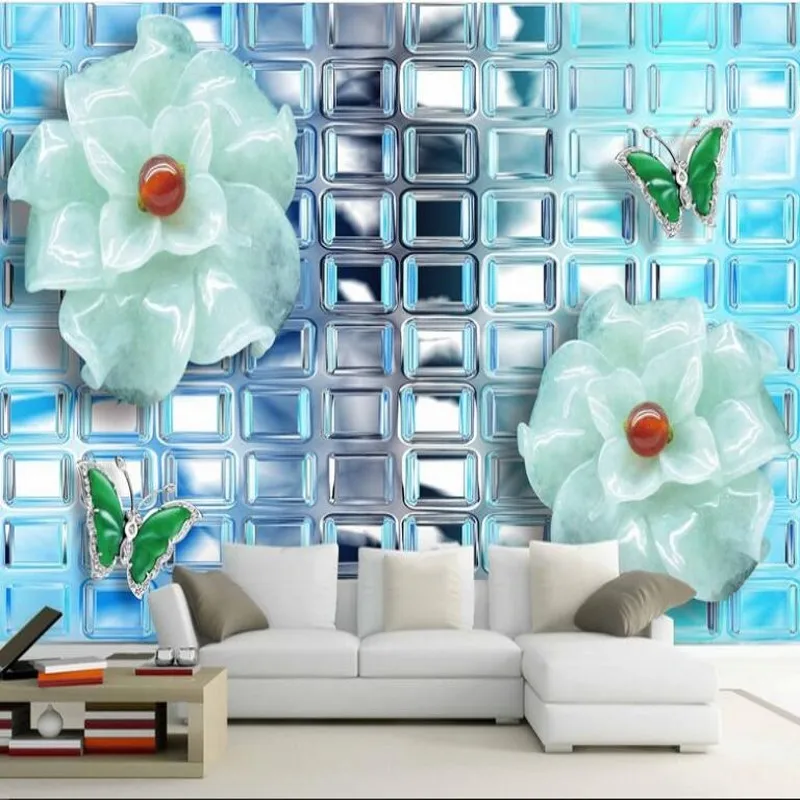 wellyu Customized large fresco glass texture of jade carving TV backdrop non-woven wallpaper papel de parede para quarto | Обустройство