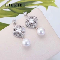 hibride new luxury similated pearl drop earrings for bridal jewelry fashion design pendant brincos earring e 902