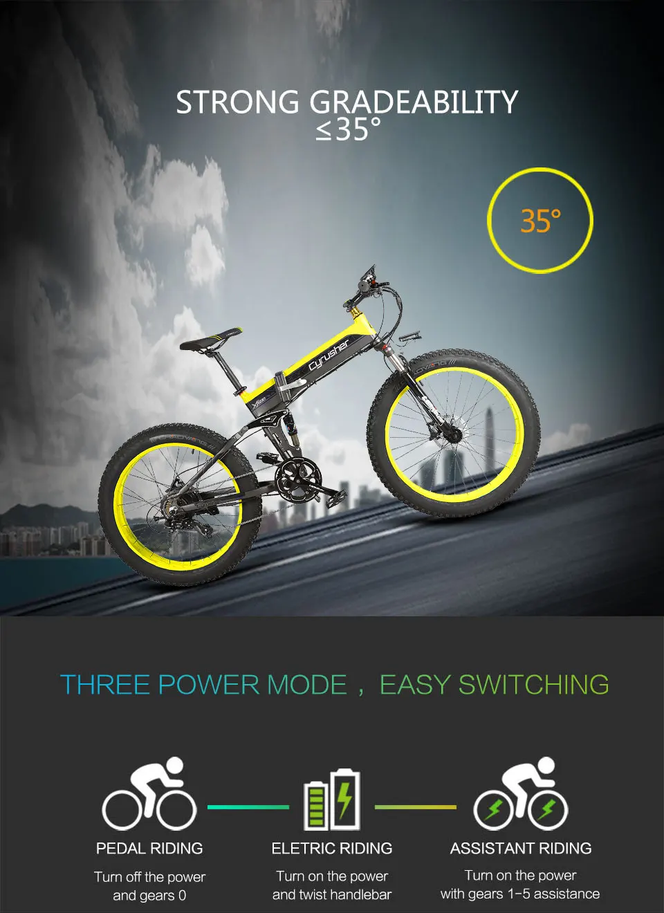 Cyrusher Ebike 500 Вт 48 В 10ач XF690 складной полный амортизационный велосипед с 7 скоростями складные электрические велосипеды