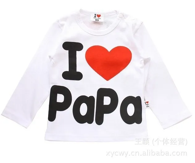 Retail ! I Love Papa &amp Mama Baby Kids 100% Cotton Shirts T-shirt Boys Girls Long Sleeve Tops Tees | Детская одежда и обувь