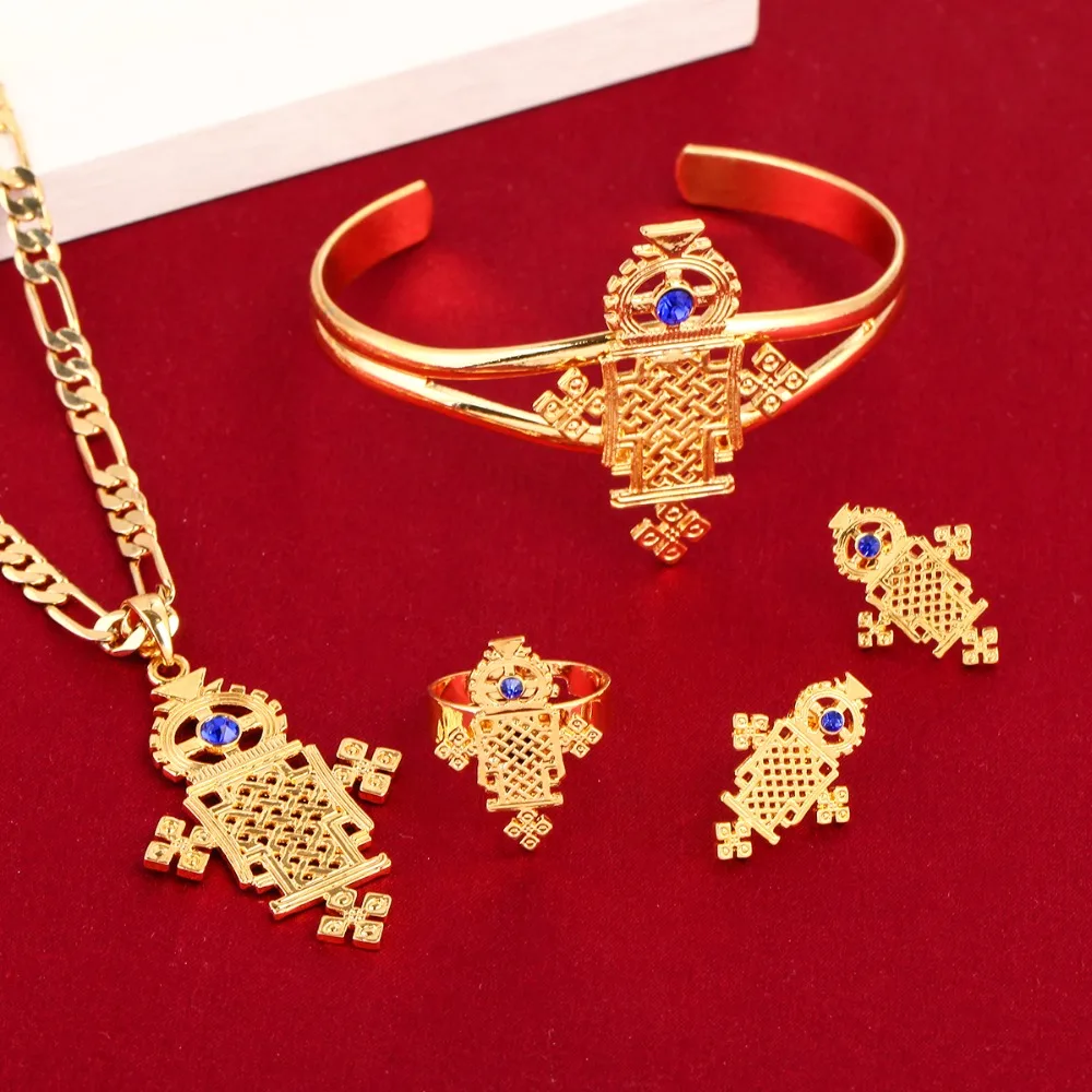 Новое поступление комплекты ювелирных украшений из эфиопской кожи 24 к золотого