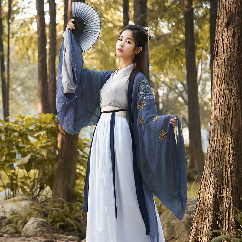 Ханьфу платье Женская традиционная и древняя одежда большой рукав плащ