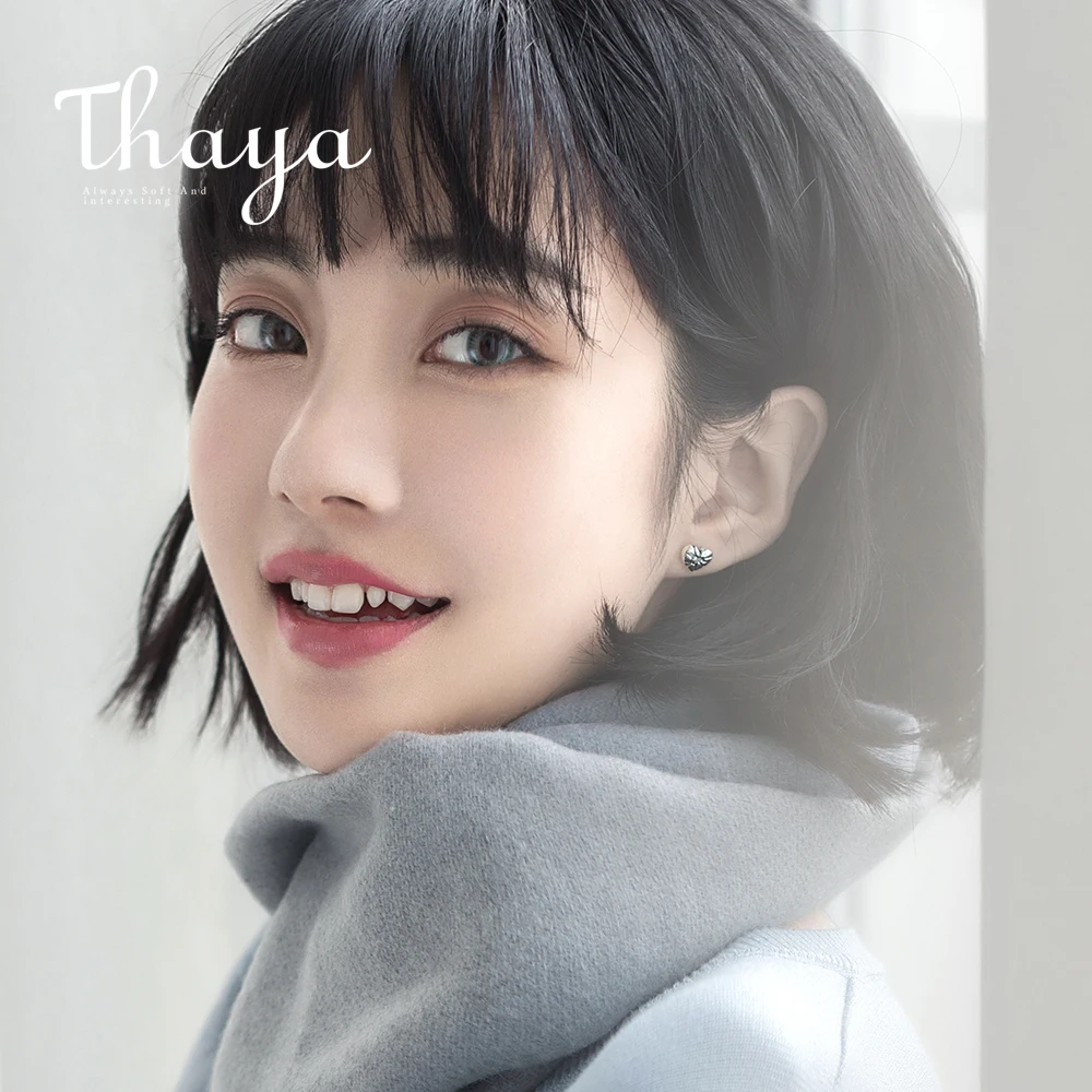 Thaya/красные серьги с цирконием в виде сердца s925 серебро гвоздики на День Святого