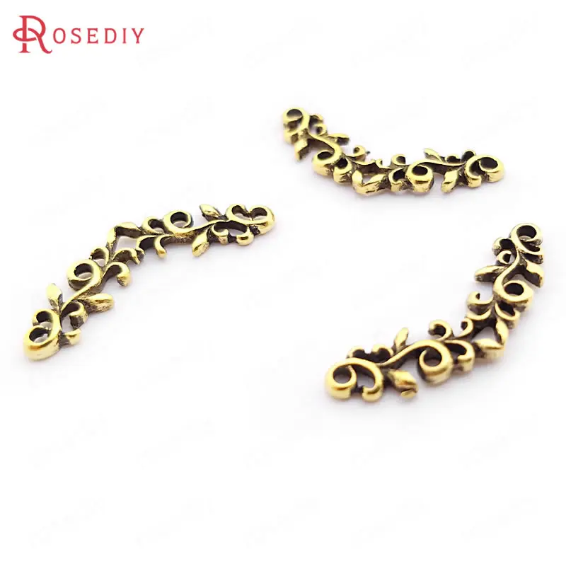 50PCS 24x8MM Antique Bronze Gold Color Silver Zinc Alloy Flower vine Charms Jewelry Making Supplies Diy Findings Accessories | Украшения и
