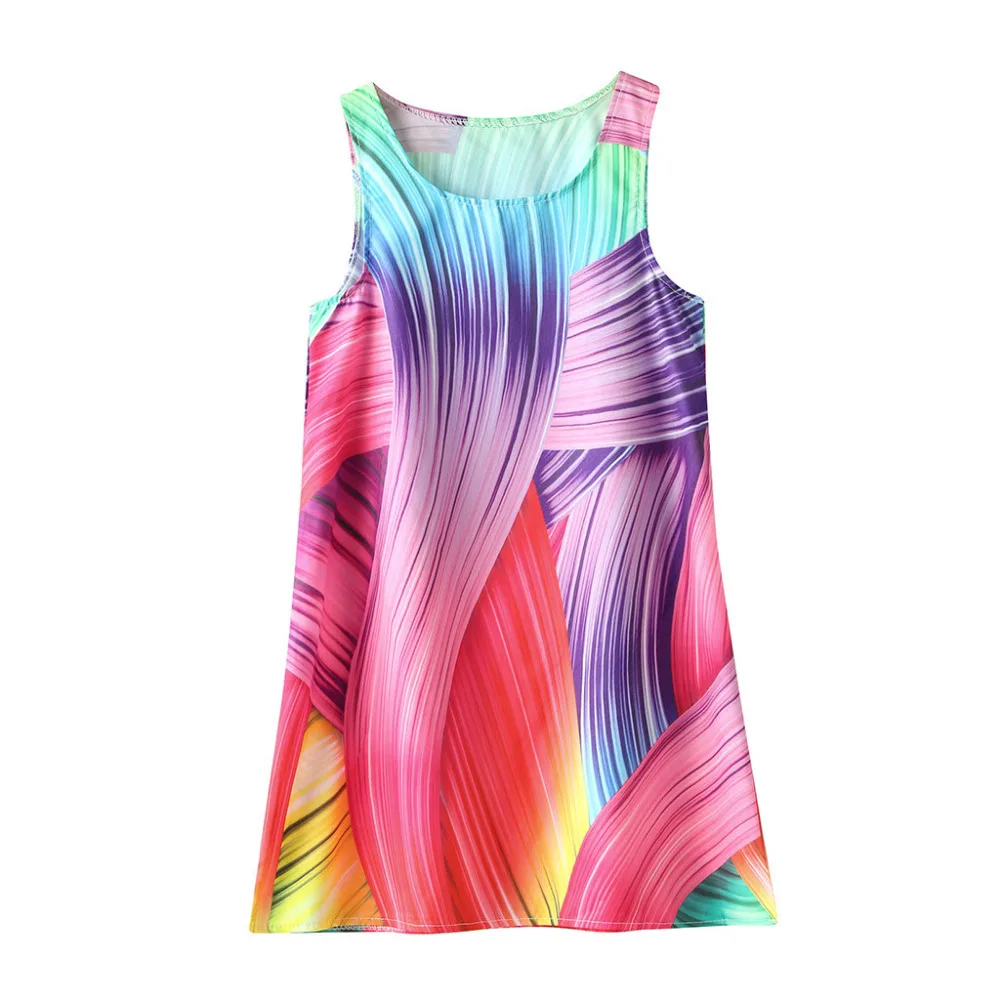 Teen Dress Toddler Kid Girl Sleeveless 3D Cartoon Print Dresses Casual Clothes New 2019 Summer A1 | Детская одежда и обувь