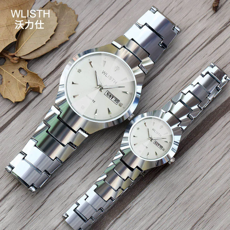 Silver White Парные часы от ведущего бренда, роскошные часы с бриллиантами, деловые наручные часы для мужчин, кварцевые женские часы, стильные мужские часы - Цвет: Silver White