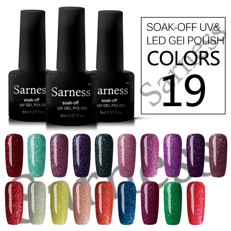 Sarness 3 бутылки мерцающий неоновый УФ гель лак Vernis Полупостоянный светодиодный
