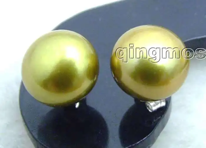 

SALE Big 10-11mm Brown Flat Natural Freshwater Pearl Earring and Stering Silver 925 stud! -ear363 wholesale/retail