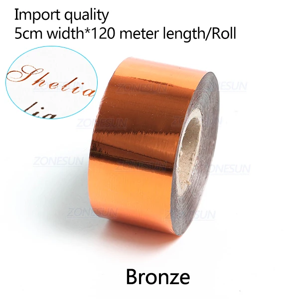 bronze ZONESUN 5 см золото серебро фольги рулоны кожа бумага горячего тиснения фольги теплопередача анодированная позолоченная бумага - Цвет: bronze