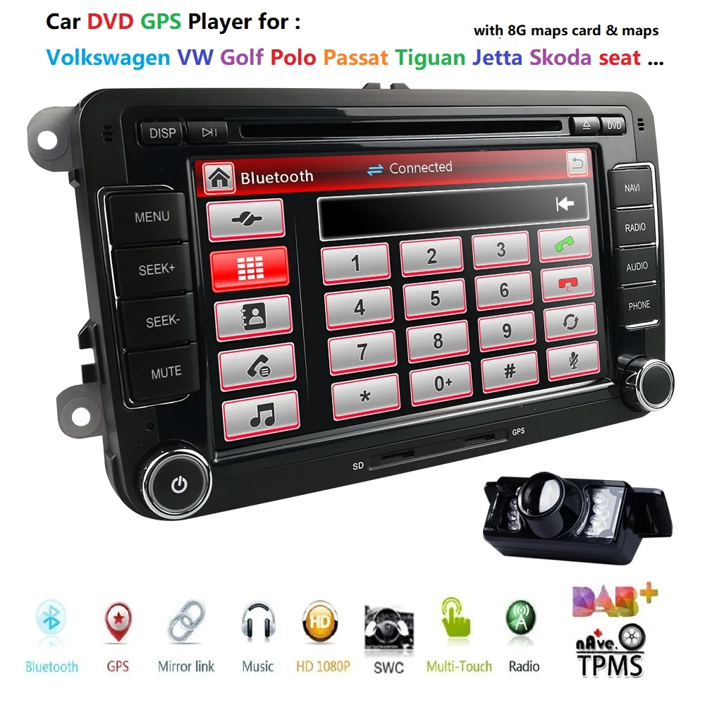 HD 7 дюймов двойной Din автомобильный стерео GPS DVD Navi для VW Golf Polo Passat Tiguan Jetta EOS + карта