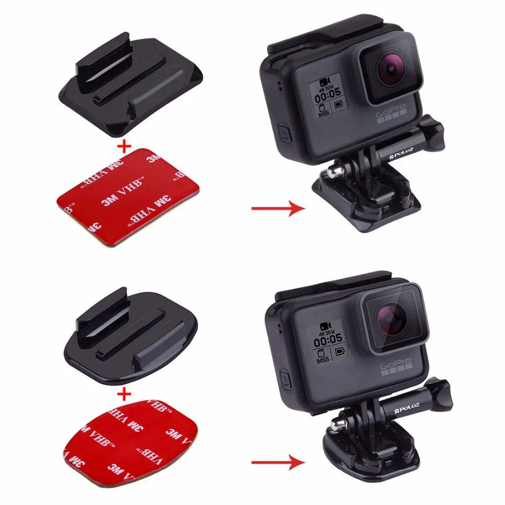 Для Go Pro Аксессуары 2 изогнутые поверхностные крепления + плоские 4 3M наклейки для