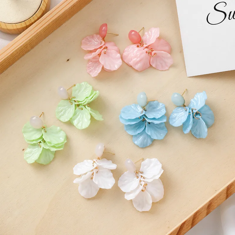 NEW Fashion Acrylic Dangle Earrings Blue Korean for Women Sweet Flower Earing Party Jewellry Dropship Gifts | Украшения и