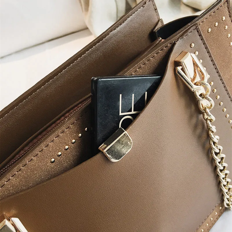 Роскошная женская сумка с заклепками 2019 дизайнерская брендовая на плечо