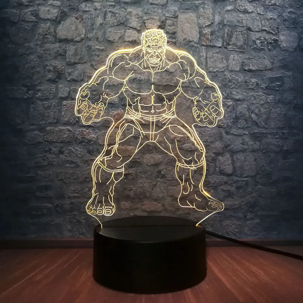 Фильм Marvel фигурка Халк Мститель Супер герой мстители 3D Ночник светильник RGB LED ing 7