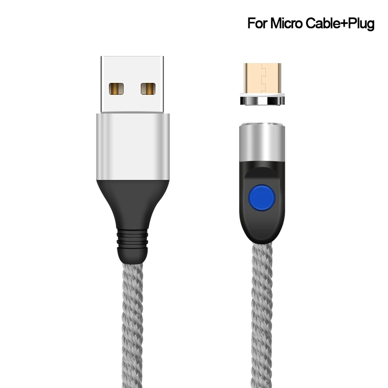 Silver For Micro USB Магнитный usb-кабель 3 А, Micro USB type C, 8-контактный кабель для быстрой зарядки мобильных телефонов для iPhone 8, samsung, huawei, Xiaomi, Магнитный провод для передачи данных - Цвет: Silver For Micro USB