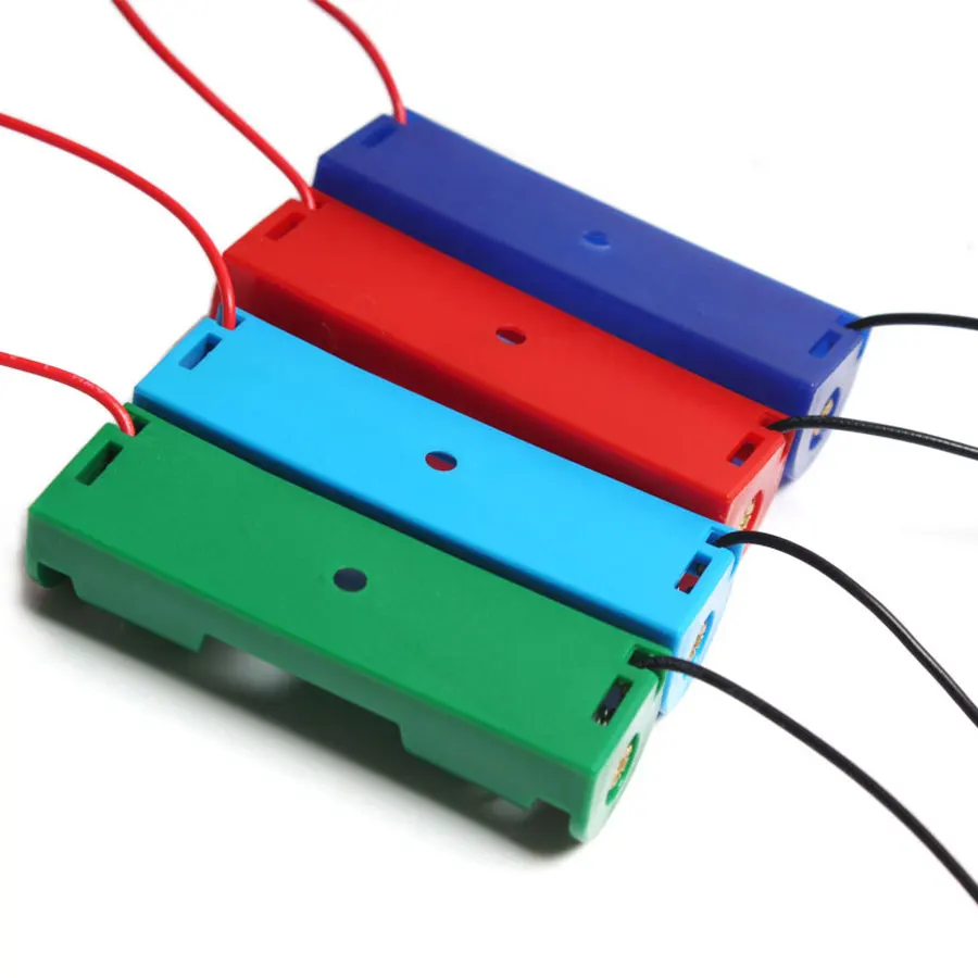 Цветная 1 * AA 5 V Батарейная коробка с проводом свинца пластиковый чехол держатель