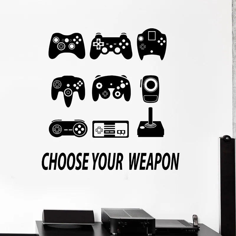 

Gamepads Wall Decals Video Game Play Room Wall Stickers Removable Home Decoration Art Mural Wallpaper Teen Bedroom Decor H129
