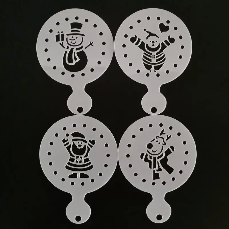 4 шт. рождественские трафареты для кофе латте капучино бариста торт кекс форма