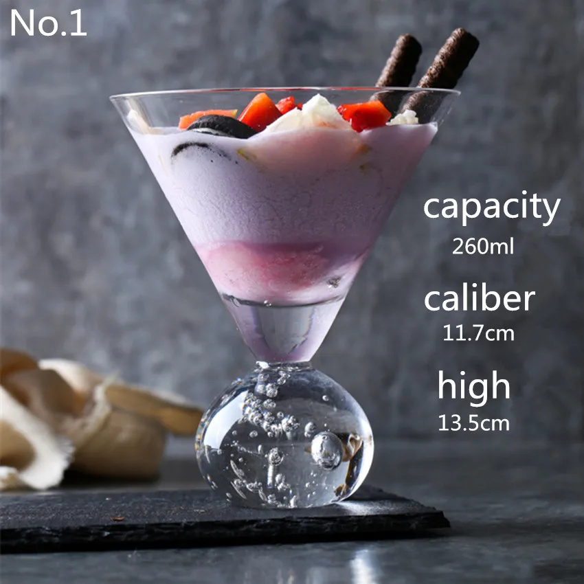 No.1 1PCS Lead-free Glass Ice Cream Juice Dessert Drink Cup Breakfast Milk Cup Coffee Tea Glass European Fruit Salad Container - Цвет: No.1