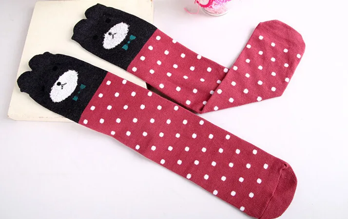 Cotton Cartoon Children's Baby Fox Socks With Bear Knee Highs Long Cute Infantil Kids for Girls kniekousen 3-12 Years old 1pcs - Цвет: 2
