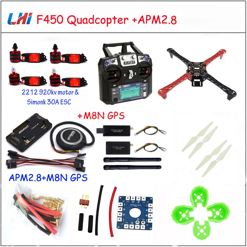 Rc самолет F450 стойка квадрокоптера рама Apm2.8 и M8n Gps 2212 920kv Simonk 30a 9443 реквизит дроны