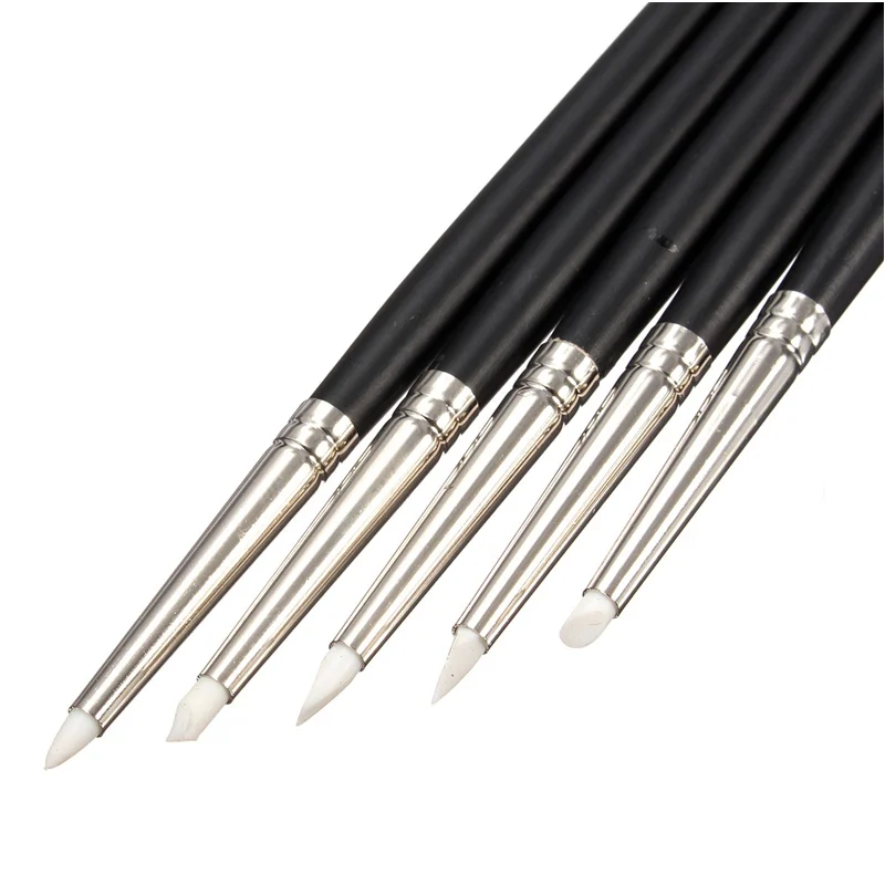 5 шт. мягкая силиконовая ручка для дизайна ногтей кисть рукоделия керамика УФ