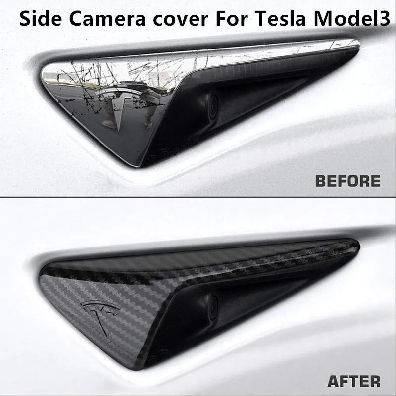 

For Tesla model 3 side camera carbon fiber pattern protection cover One Pair