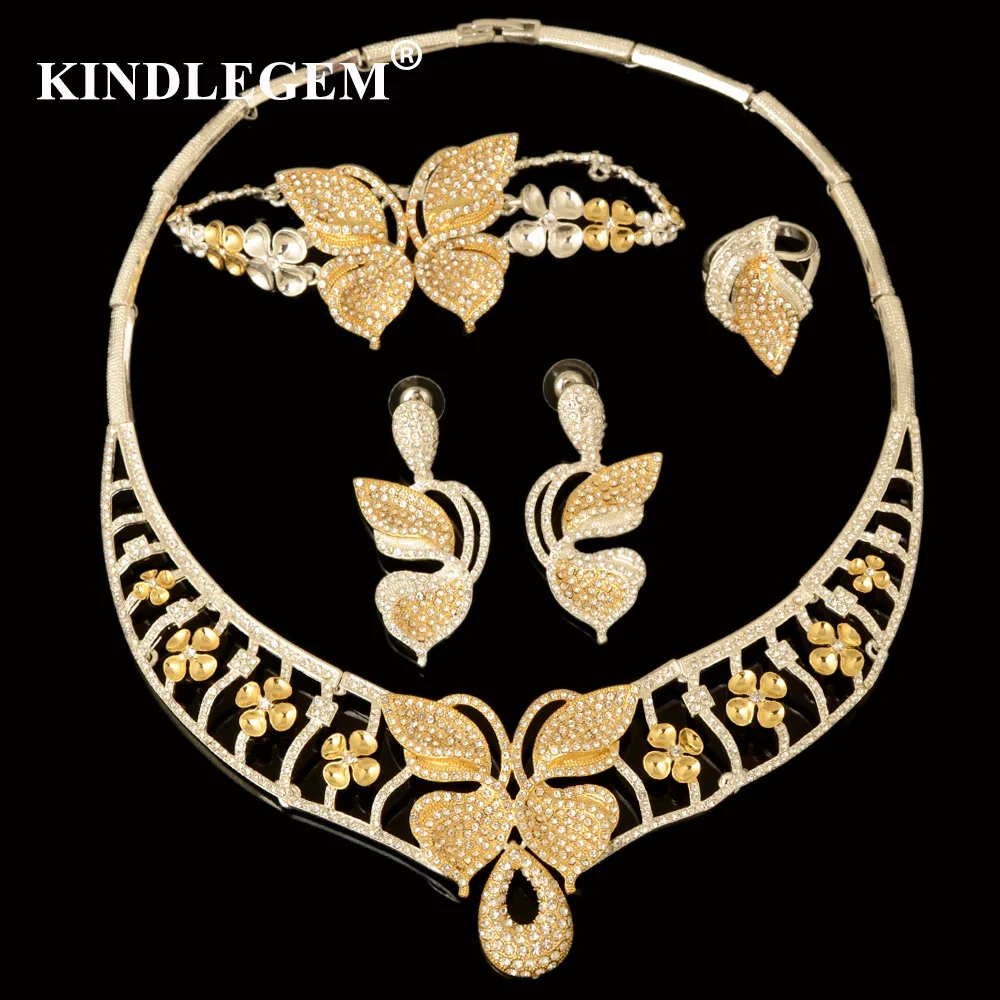 Kindlegem роскошное ювелирное изделие для женщин Дубай колье золотистого цвета